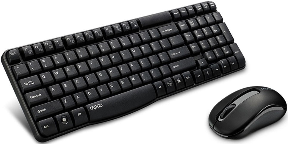RAPOO X1800S 2.4GHz Wireless Optical Keyboard Mouse Combo Black - 1000DPI Nano Receiver 12m Battery (Black) RAPOO X1800S 2.4GHz Wireless Optical Keyboard Mouse Combo Black - 1000DPI Nano Receiver 12m Battery (Black)